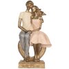 Décoration Couple Assis Clayre & Eef 14x12x28 cm Or Rose