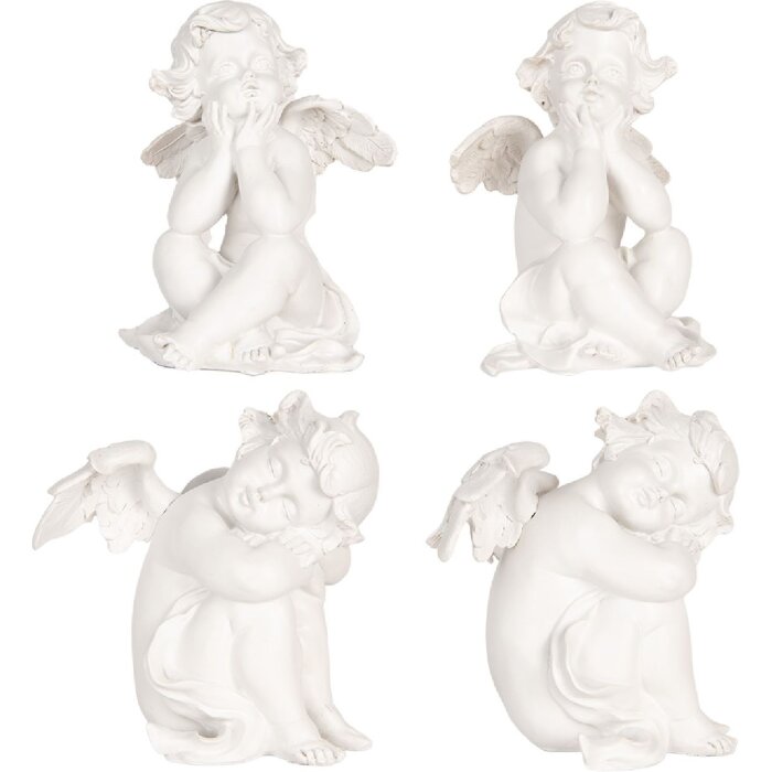 Clayre & Eef 6PR5914 Set de 4 Anges Décoratifs 16x14x19 cm