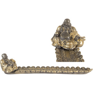 Clayre & Eef Bougeoir Buddha Argent Doré 33x8x7 cm