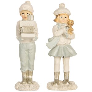 Clayre & Eef 6PR5917 Ensemble Déco Enfant 2pcs 5x4x11 cm Vert Blanc