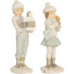 Clayre & Eef 6PR5917 Ensemble Déco Enfant 2pcs 5x4x11 cm Vert Blanc