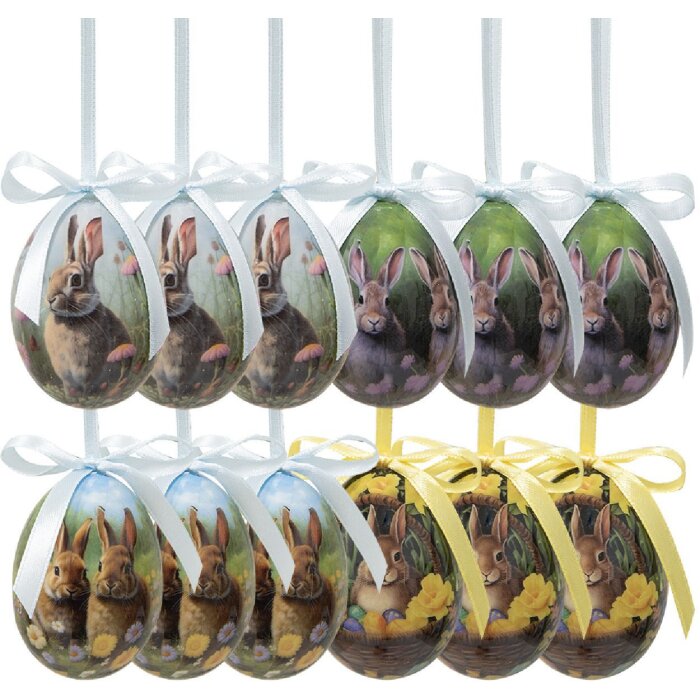 Clayre & Eef 65904 Décoration Suspendue Œufs (Set de 12) Ø 4x5 cm
