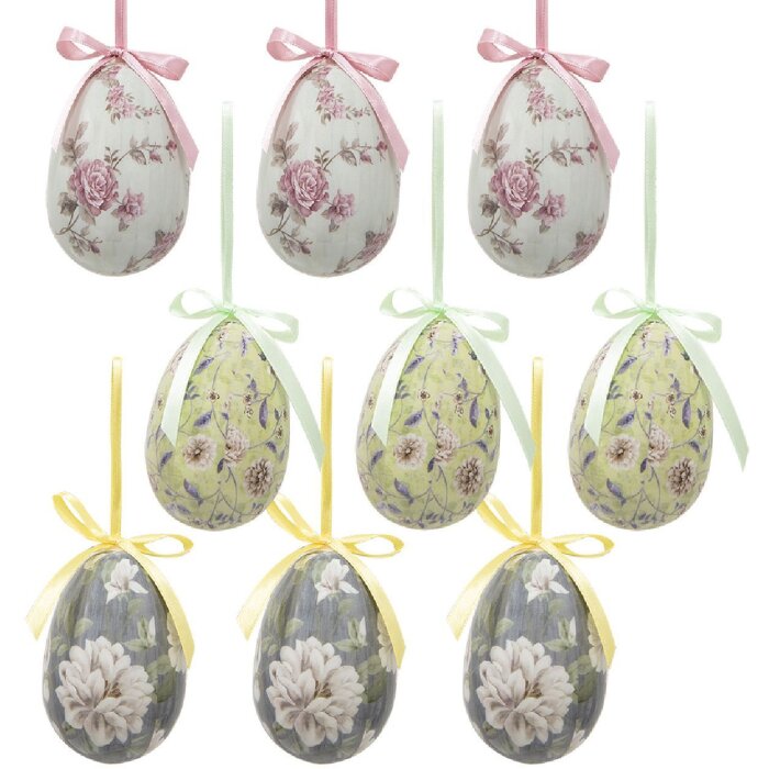 Clayre & Eef 65906 Décoration Oeufs Suspendus - Set de 9