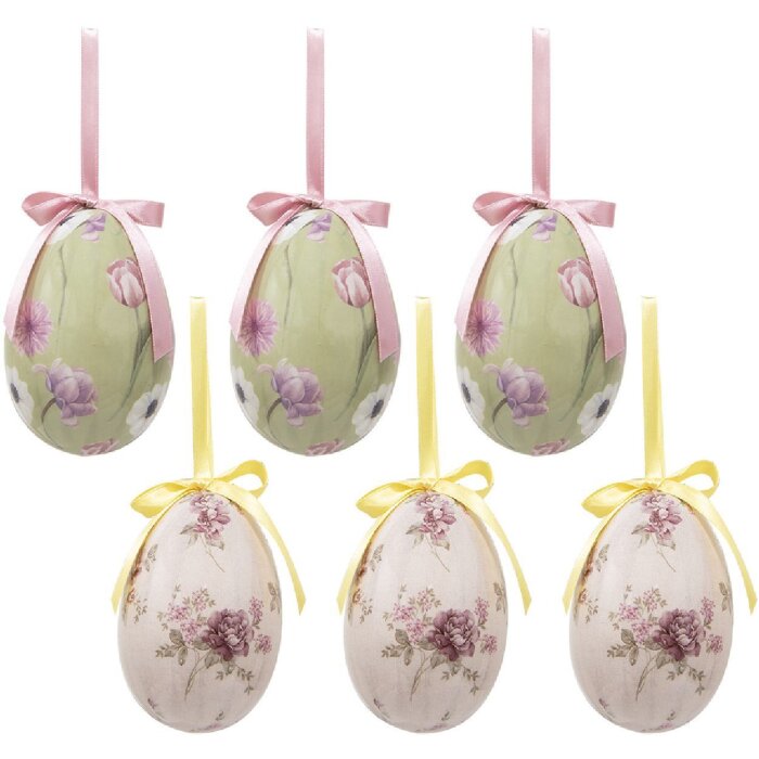 Clayre & Eef 65907 Décoration Suspendue Œufs (Lot de 6) Ø 7x10 cm