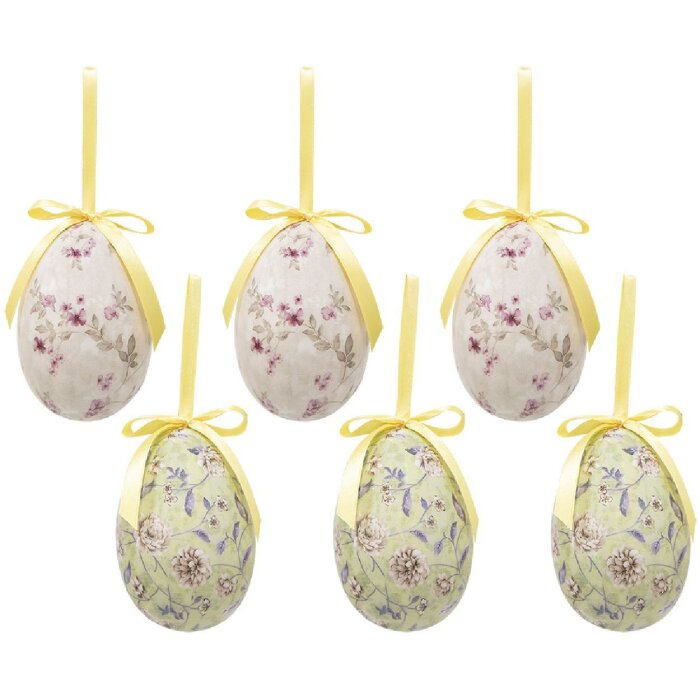 Clayre & Eef 65910 Décoration Suspendue Œuf (Set de 6) 7x10 cm