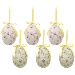 Clayre & Eef 65910 Décoration Suspendue Œuf (Set de 6) 7x10 cm