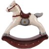 Clayre & Eef Cheval à Bascule Décoratif Beige-Rouge 11x3x11 cm