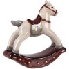 Clayre & Eef Cheval à Bascule Décoratif Beige-Rouge 11x3x11 cm