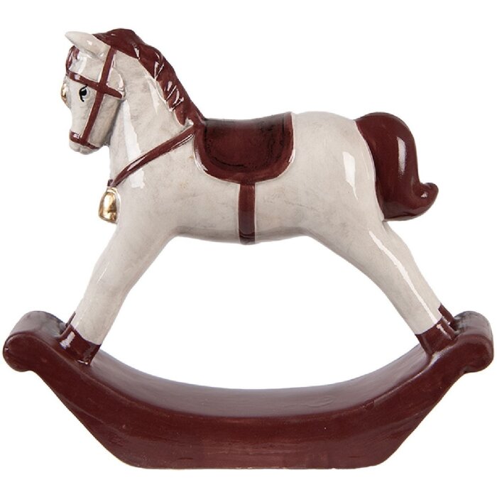 Clayre & Eef 6CE2249 Décoration Cheval à Bascule Beige/Rouge