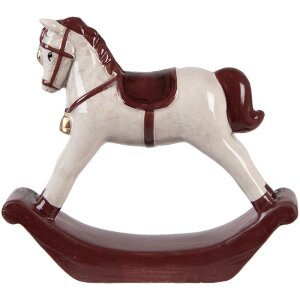Clayre & Eef 6CE2249 Décoration Cheval à Bascule Beige/Rouge