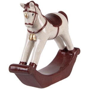 Clayre & Eef 6CE2249 Décoration Cheval à Bascule Beige/Rouge