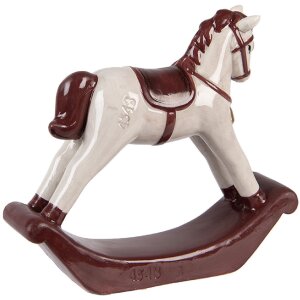 Clayre & Eef 6CE2249 Décoration Cheval à Bascule Beige/Rouge