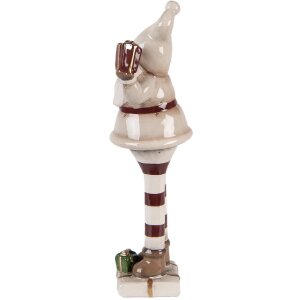 Clayre & Eef Décoration Père Noël Beige-Rouge 8x7x23 cm