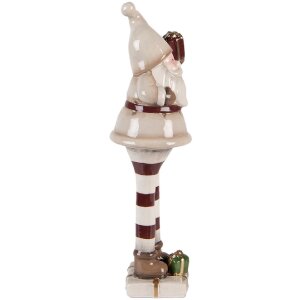 Clayre & Eef Décoration Père Noël Beige-Rouge 8x7x23 cm