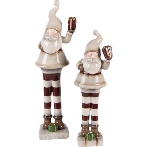 Clayre & Eef Décoration Père Noël Beige-Rouge 8x7x23 cm