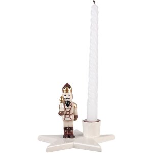 Clayre & Eef Bougeoir Casse-Noisette Beige & Rouge 15x14x12cm