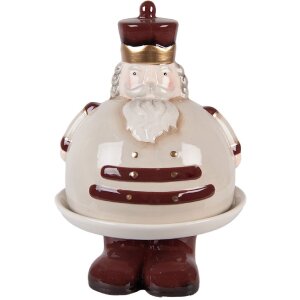 Clayre & Eef Bol Décoratif avec Couvercle Beige Rouge Ø 17x25 cm