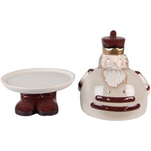 Clayre & Eef Bol Décoratif avec Couvercle Beige Rouge Ø 17x25 cm