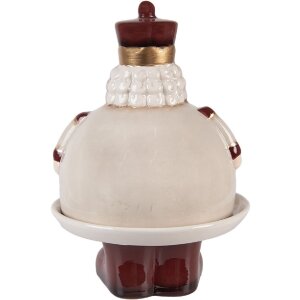 Clayre & Eef Bol Décoratif avec Couvercle Beige Rouge Ø 17x25 cm