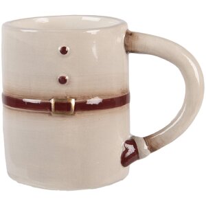 Clayre & Eef Tasse et Soucoupe Beige/Blanc 250ml Dolomite