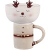 Clayre & Eef Tasse et Soucoupe Beige/Blanc 250ml Dolomite