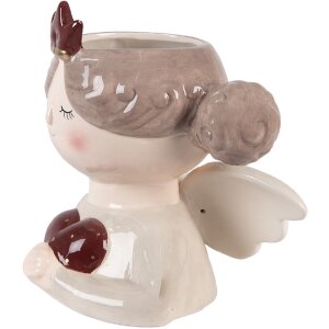 Clayre & Eef Pot de fleurs décoratif 17x14x17 cm Beige-Rouge