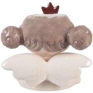 Clayre & Eef Pot de fleurs décoratif 17x14x17 cm Beige-Rouge