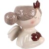 Clayre & Eef Pot de fleurs décoratif 17x14x17 cm Beige-Rouge