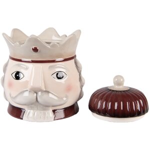 Clayre & Eef Pot à Provisions avec Couvercle Beige-Rouge 16x19 cm