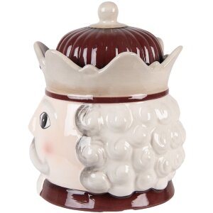 Clayre & Eef Pot à Provisions avec Couvercle Beige-Rouge 16x19 cm