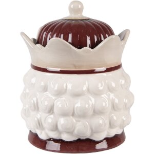 Clayre & Eef Pot à Provisions avec Couvercle Beige-Rouge 16x19 cm