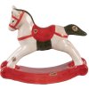 Clayre & Eef Cheval à Bascule Décoration Beige/Rouge 12x4x11 cm