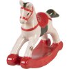 Clayre & Eef Cheval à Bascule Décoration Beige/Rouge 12x4x11 cm