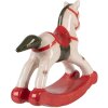 Clayre & Eef Cheval à Bascule Décoration Beige/Rouge 12x4x11 cm