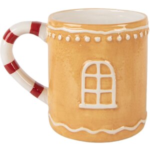 Clayre & Eef Mug avec Couvercle 350ml Marron-Blanc