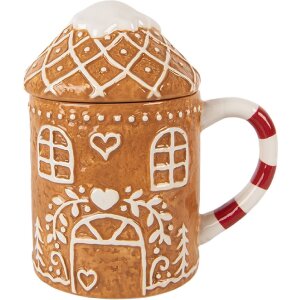 Clayre & Eef Mug avec couvercle 450ml 14x10x15cm