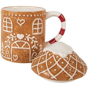Clayre & Eef Mug avec couvercle 450ml 14x10x15cm
