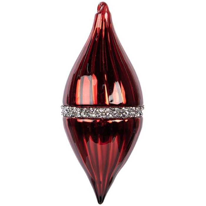 Clayre & Eef 6GL5092 Boule de Noël Rouge-Argent 8x18 cm