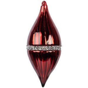 Clayre & Eef 6GL5092 Boule de Noël Rouge-Argent 8x18 cm