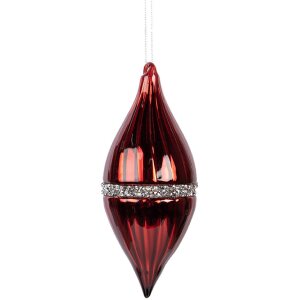 Clayre & Eef 6GL5092 Boule de Noël Rouge-Argent 8x18 cm