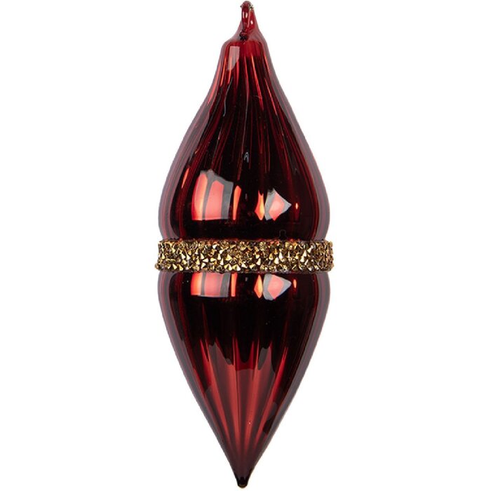 Clayre & Eef Boule de Noël Rouge-Or 6x17 cm