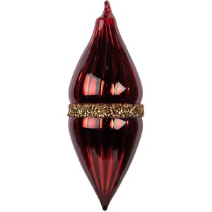 Clayre & Eef Boule de Noël Rouge-Or 6x17 cm