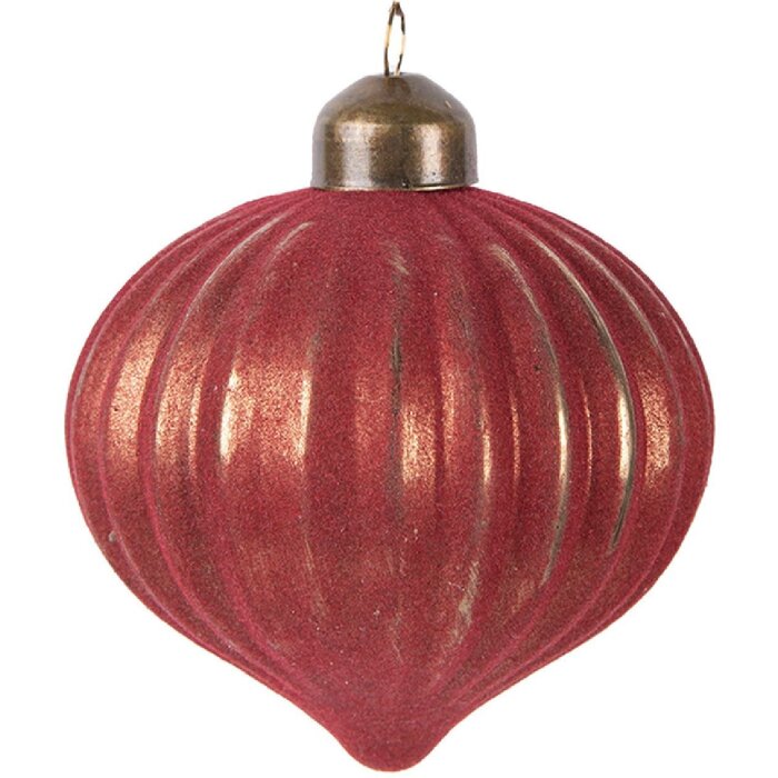 Boule de Noël Clayre & Eef Rouge 8x9 cm