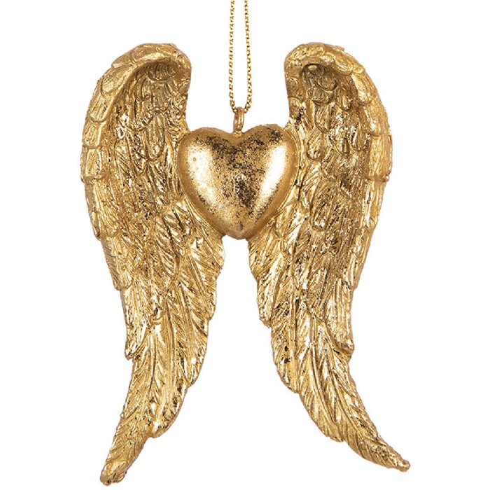 Clayre & Eef 6PR5641 Décoration Suspendue Ailes Dorées 6x2x9 cm