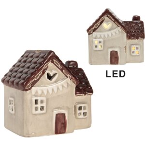 Clayre & Eef Maison Décorative LED 8x6x8 cm Beige-Rouge