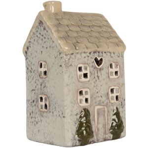 Clayre & Eef Bougeoir Maison 9x8x15 cm Gris/Beige