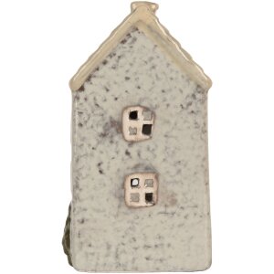Clayre & Eef Bougeoir Maison 9x8x15 cm Gris/Beige
