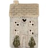 Clayre & Eef Bougeoir Maison 9x8x15 cm Gris/Beige