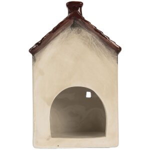 Clayre & Eef Bougeoir Maison Noël 10x8x15 cm Beige/Rouge