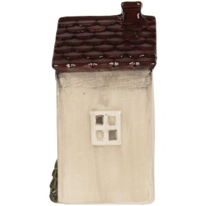 Clayre & Eef Bougeoir Maison Noël 10x8x15 cm Beige/Rouge